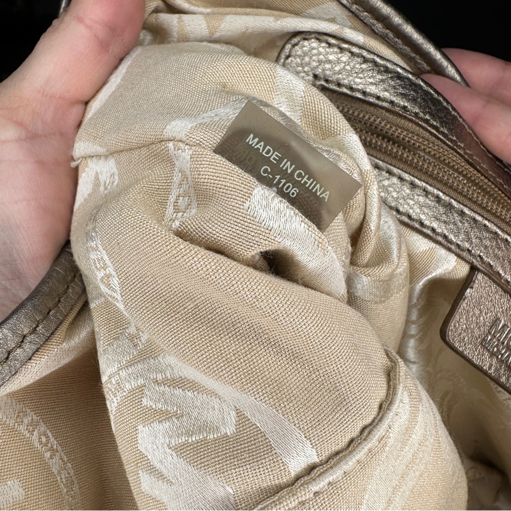 Michael Kors Tan Beige Monogram Shoulder Bag with Gold Hardware - Picture 6 of 6